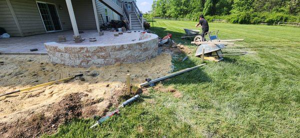 Patio installation of pavers