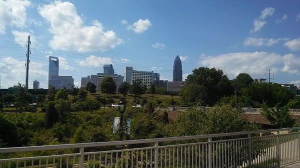 The beautiful Charlotte skyline  view from right outside our studio.