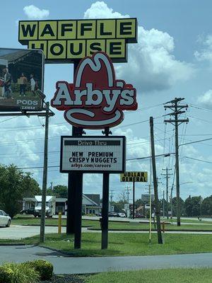 Road sign for Arby's