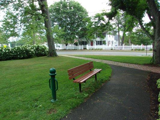 Many benches throughout the park