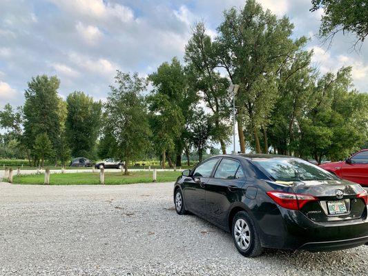 I backed my car into the tenting area so I wouldn't have to walk far while setting up.