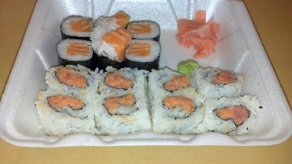 Salmon and tuna rolls