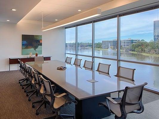 Large meeting room with a great view of Lake Woodlands