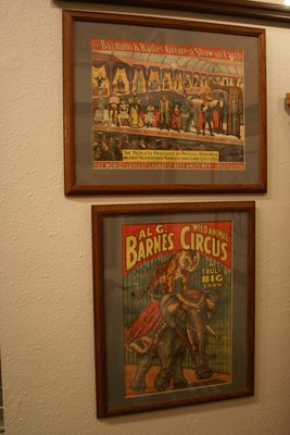 Framed vintage circus posters