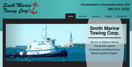 Smith Marine, a towing company based in the Greater New Orleans Area, used our Tabbed Website Design