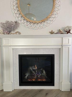 Gas fireplace and mantle