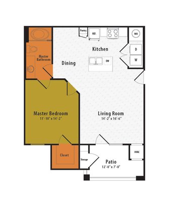 One Bedroom Apartment Home- 764 sq ft