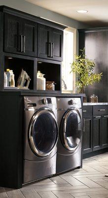 Laundry room cabinets for ample storage.