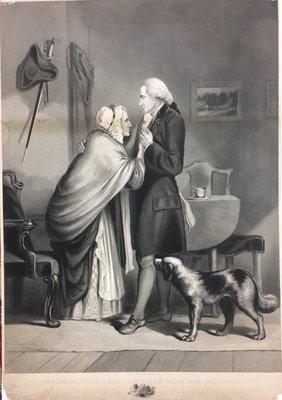 This is a rare proof of the print of "Washington's last interview with his mother", 1860