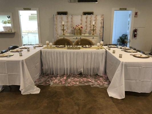 Our main hall is a blank canvas for your event. Check out our website for a full gallery of creative ways to decorate this canvas.