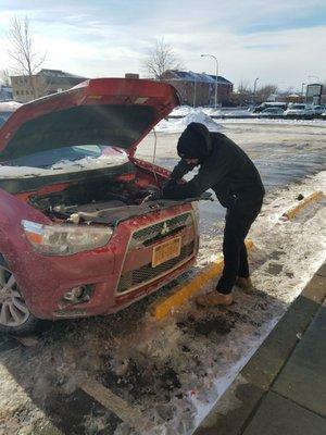 Purchase a battery here and they will instal at no extra cost. Cheers to this dude on this COLD day.