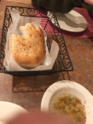 Homemade focaccia with garlic oil