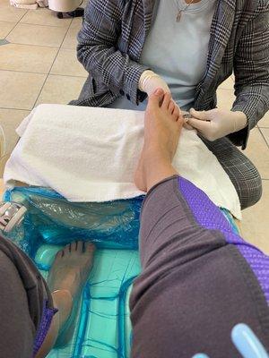 Getting my pedicure done