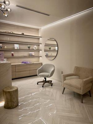 One of our beautiful event or waiting rooms. We are happy to host private cosmetic parties!