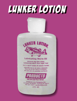 Lunker Lotion is formulated to soften plastic and restore color sheen. 
 A must have for the worm fisherman.