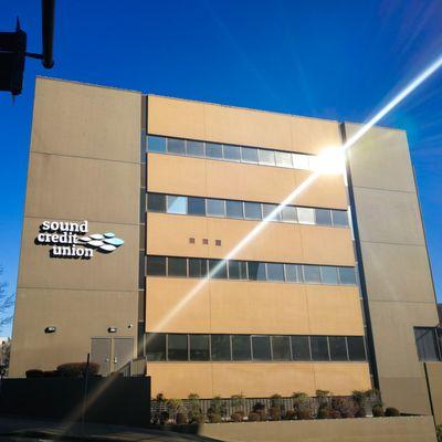 Sound Credit Union as seen from the Greater Tacoma Convention Center on 15th near Broadway.