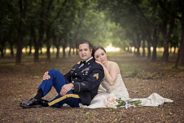 Wedding Couple in Pecan Groves