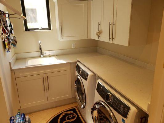 Quartz counters in laundry