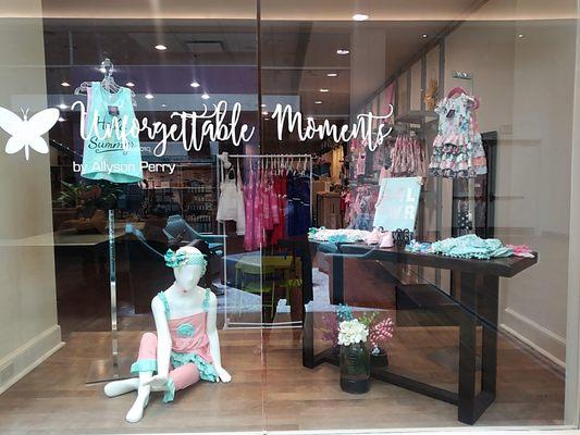 Children's Window display for Unforgettable Moments in Brookwood Mall.  Homewood,Alabama.