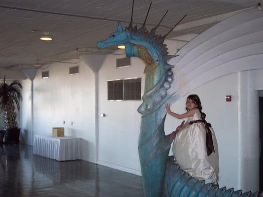 riding a dragon in the hall