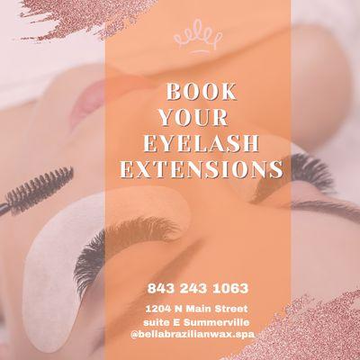 Hello ladies book your lash extensions with us book online or call us! 843 243 1063