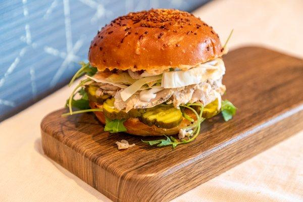 The best grilled chicken sandwich on a warmed onion bun