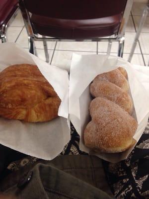 Ham and cheese croissant and sugar donut!