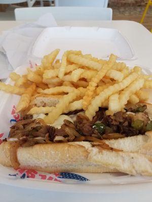 Philly cheese steak and fries.