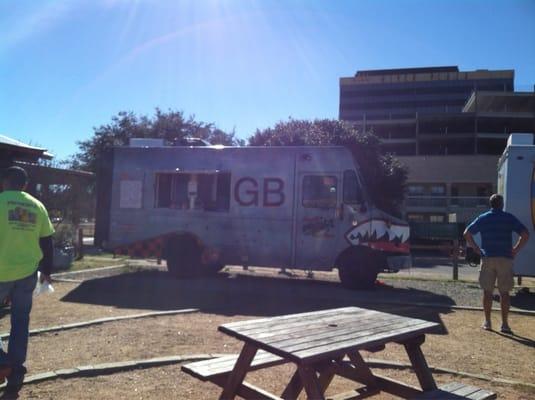 Parked at the Clear Fork Food  Park (today they were closest truck to the bar!)