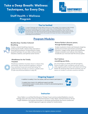 Designed, wrote this digital flyer for a local hospital's upcoming program.