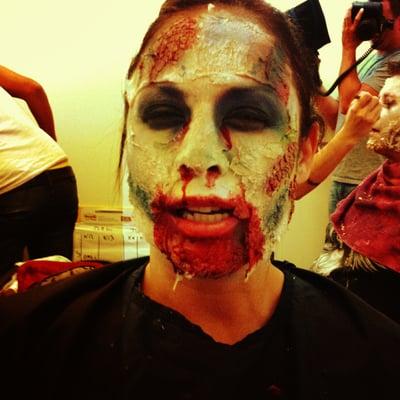 Zombie makeup.