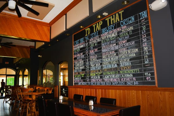 Check out our chalkboard for the list of 18 beers on draft.