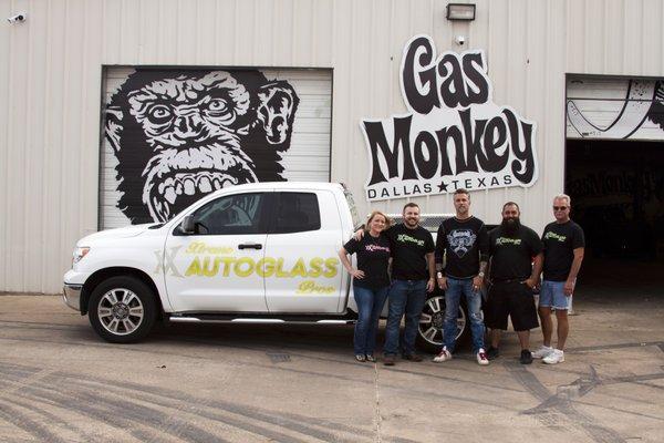 Our Auto Glass team with Richard Rawlings of Gas Monkey Garage Dallas Texas