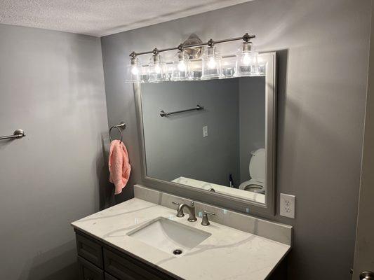 Completely new bathroom drywall floor.  Completely new