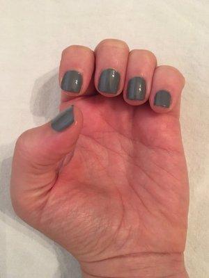 Short and sweet light gray mani by Eleven (like the number).