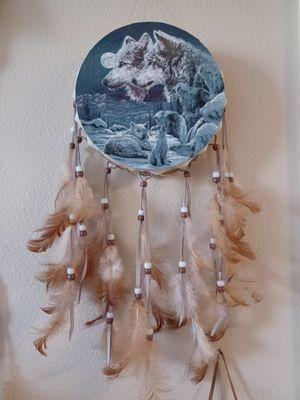 Wolf Drum with feathers I bought at Covered Wagon.