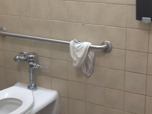 Someone's underwear left in the bathroom.  Same bathroom different day.