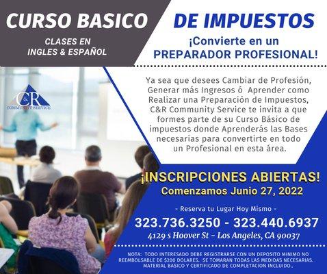 Existe una alta demanda de Preparadores de Impuestos en Espanol en California. Conviertete en el siguiente Profesional en esta area y dale u