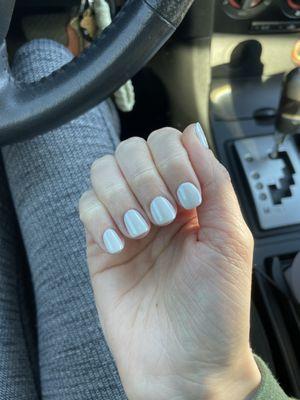 Chrome white gel nails