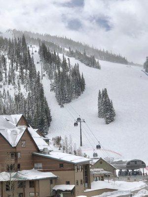 Great view of the slopes from deck.