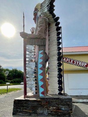 The Big Indian on The Mohawk Trail towers over the Native Views Gift Shop. It is So Cool &  stands 20 foot tall & built in 1974.