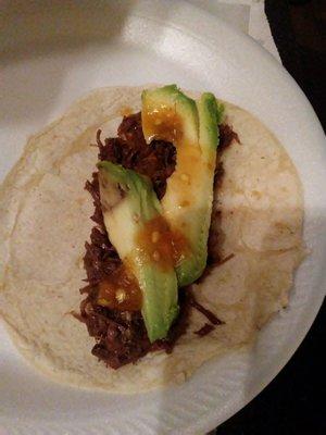 Salsa and avocado with all beef babacoa