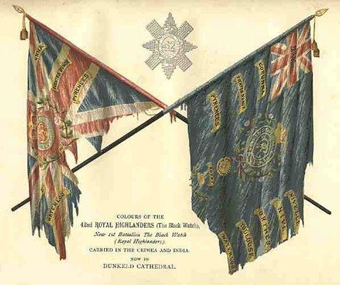 Combat flags of the Black Watch Highland Regiment.