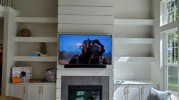 We offer Fireplace TV installations including soundbar mountings