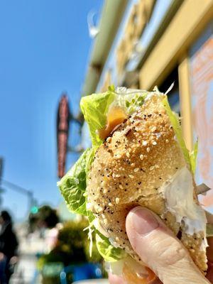 Veggie Bagel + salmon