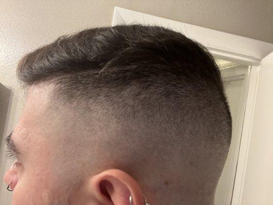 Skin fade and hard part