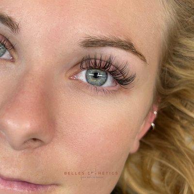 Pictured is a beautiful set of classic lash extensions.