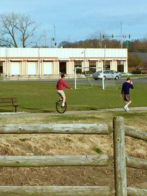 unicycle rider at the trail.  11/24/2017