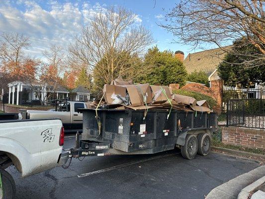 Boxes debris at apartment complex