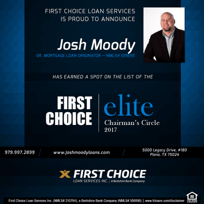 Josh Moody has earned a spot on the list of the elite Chairman's Circle 2017